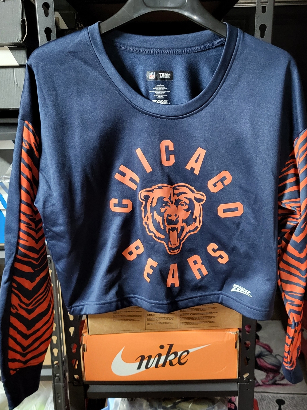 *NEW* NFL Team Apparel Zubaz Chicago Bears Women's Cropped Hoodie Size Large